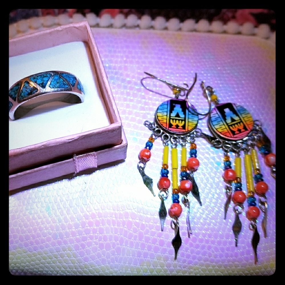 Turquoise Ring & Earrings